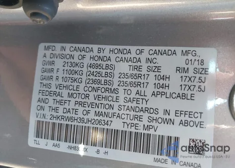 2018 Honda Cr-V Lx from USA, damaged, VIN 2HKRW6H39JH206347